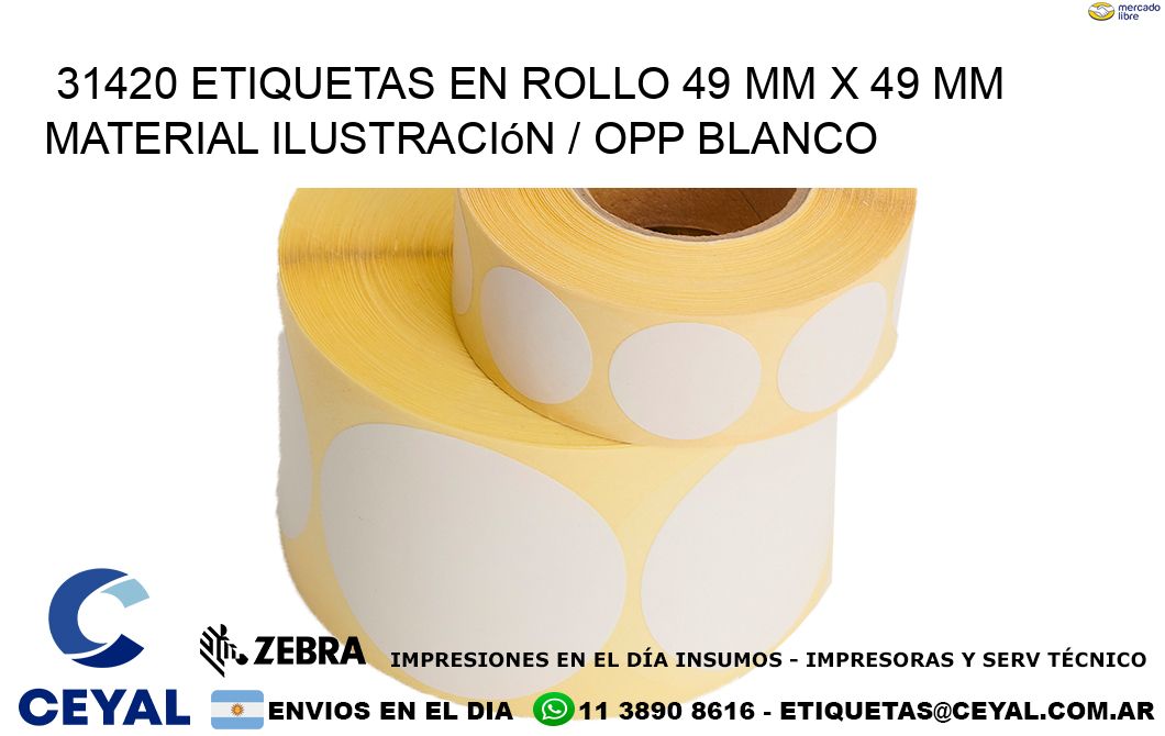 31420 Etiquetas en rollo 49 mm x 49 mm material Ilustración / OPP Blanco