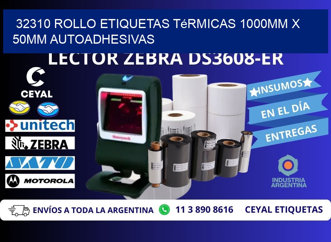 32310 Rollo Etiquetas Térmicas 1000mm X 50mm Autoadhesivas