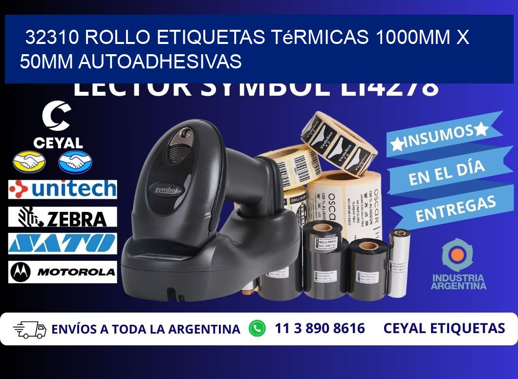 32310 Rollo Etiquetas Térmicas 1000mm X 50mm Autoadhesivas