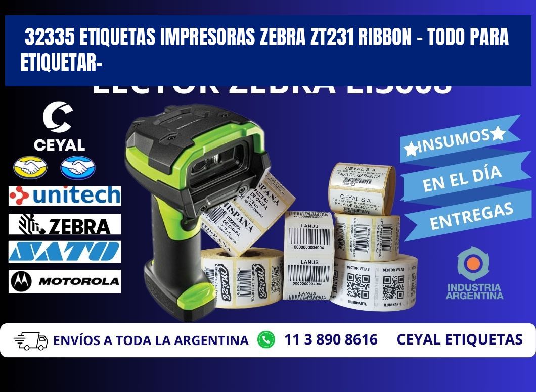 32335 etiquetas impresoras zebra zt231 ribbon - Todo para Etiquetar-