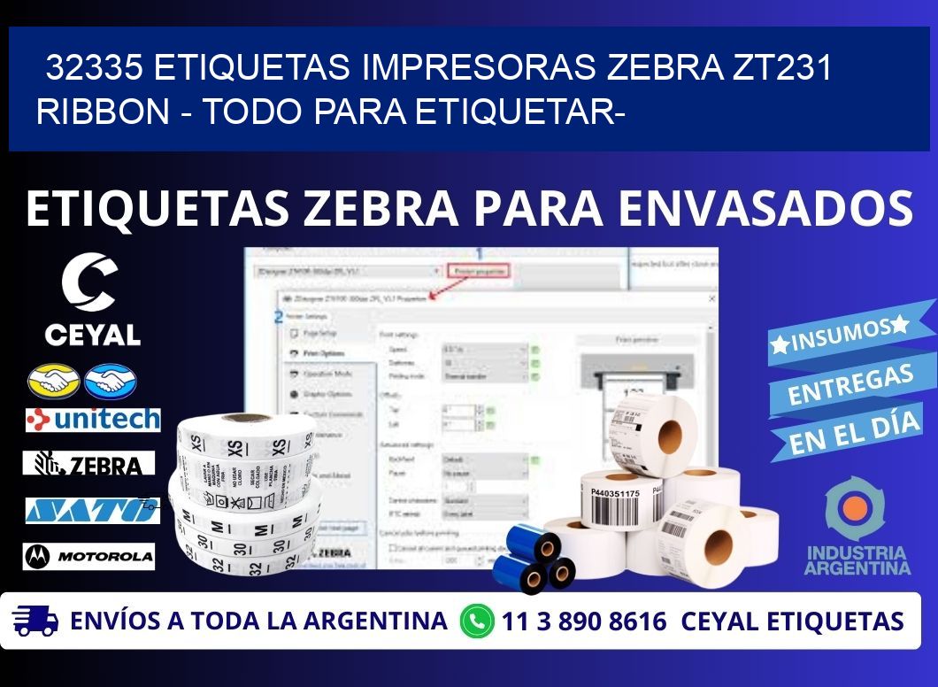 32335 etiquetas impresoras zebra zt231 ribbon - Todo para Etiquetar-
