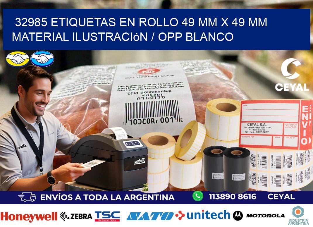 32985 Etiquetas en rollo 49 mm x 49 mm material Ilustración / OPP Blanco