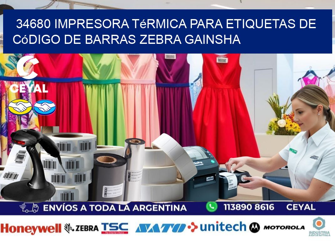 34680 impresora térmica para etiquetas de código de barras Zebra GAINSHA