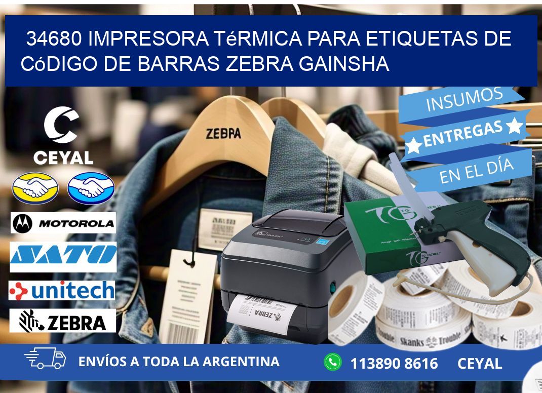 34680 impresora térmica para etiquetas de código de barras Zebra GAINSHA