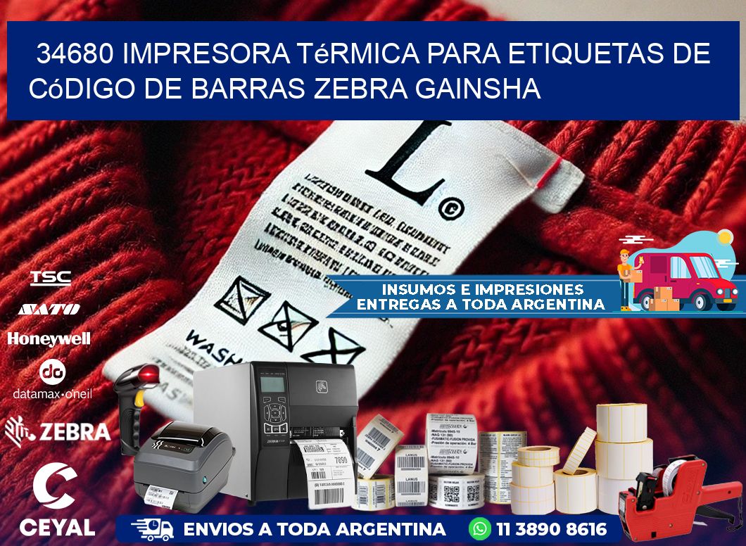 34680 impresora térmica para etiquetas de código de barras Zebra GAINSHA