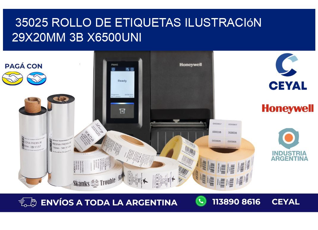 35025 Rollo De Etiquetas Ilustración 29x20mm 3b X6500uni