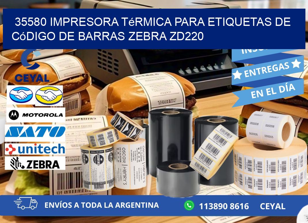 35580 impresora térmica para etiquetas de código de barras Zebra ZD220