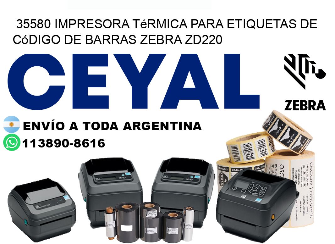 35580 impresora térmica para etiquetas de código de barras Zebra ZD220