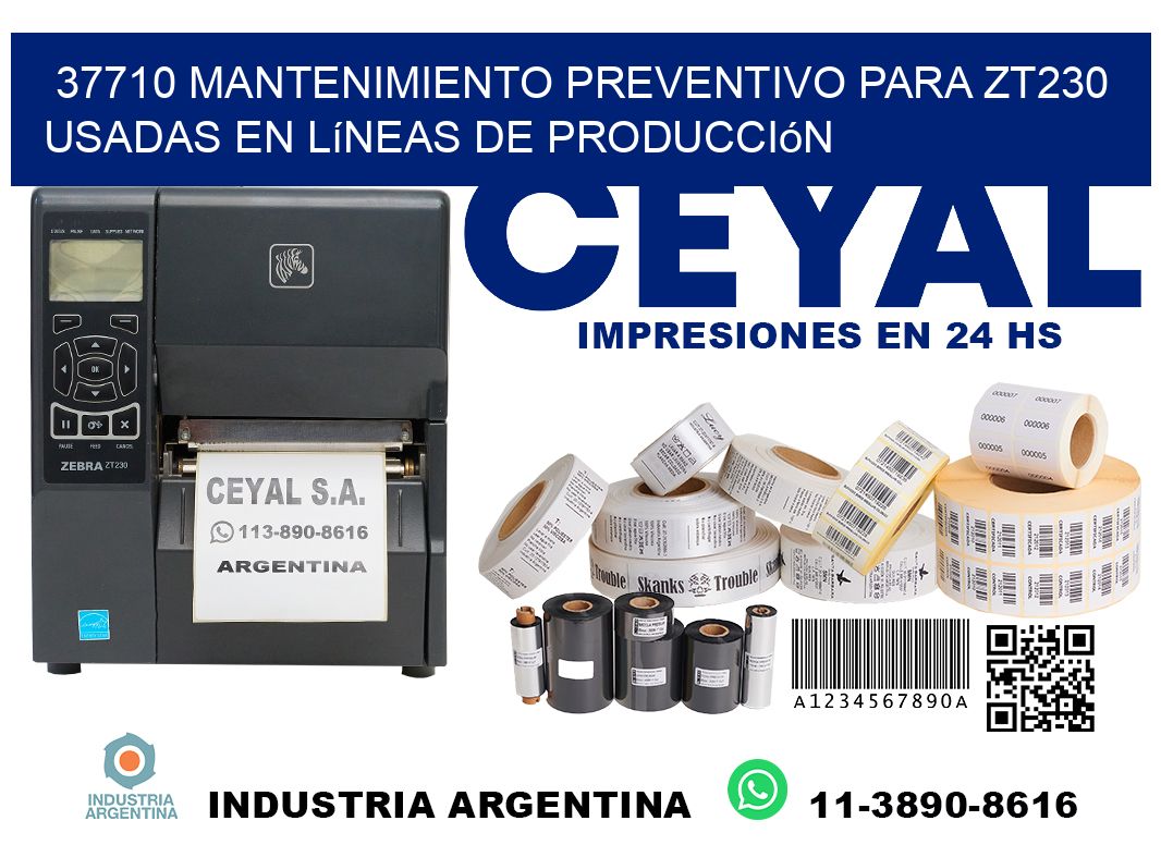 37710 mantenimiento preventivo para zt230 usadas en líneas de producción