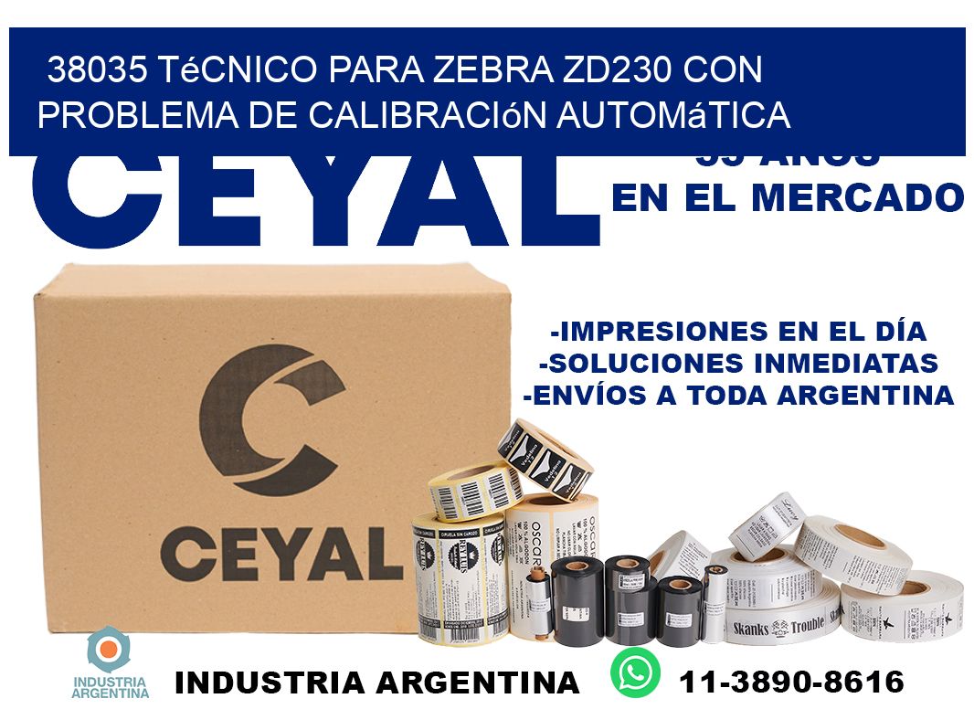 38035 técnico para zebra zd230 con problema de calibración automática