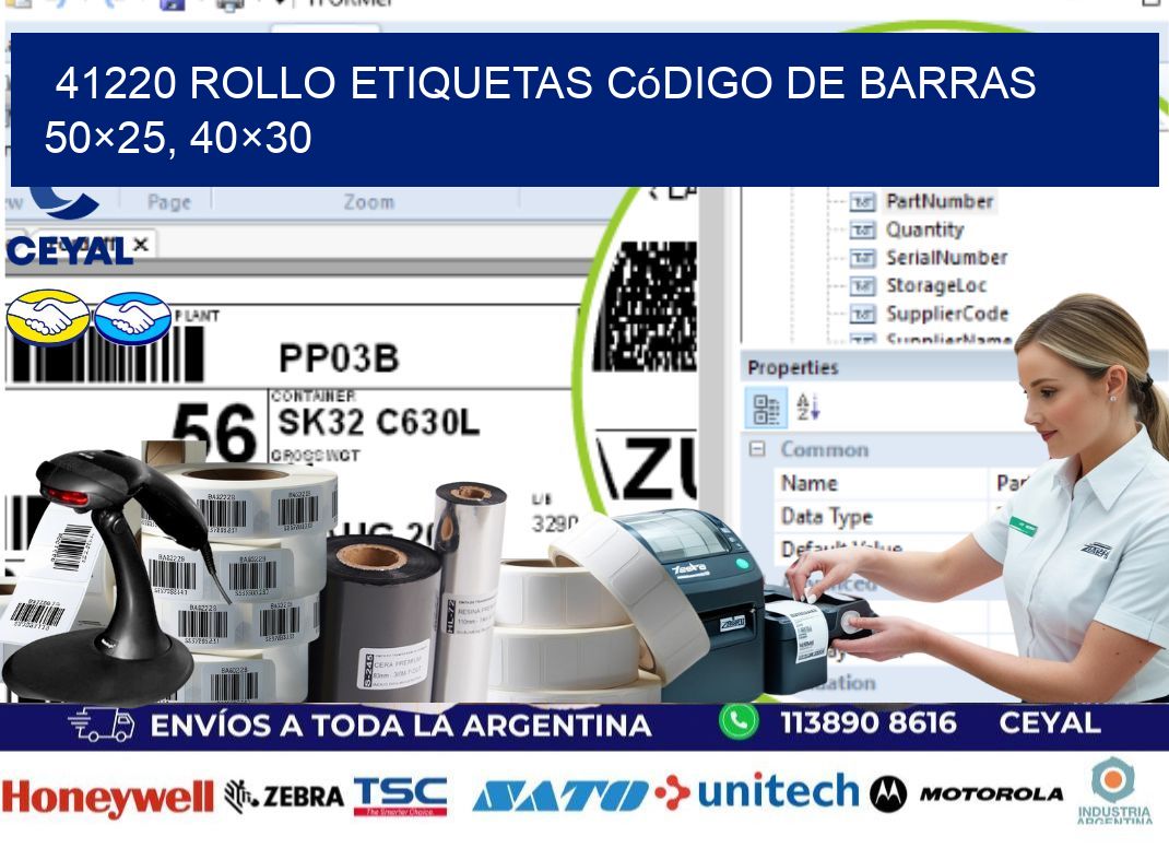41220 rollo etiquetas código de barras 50×25, 40×30
