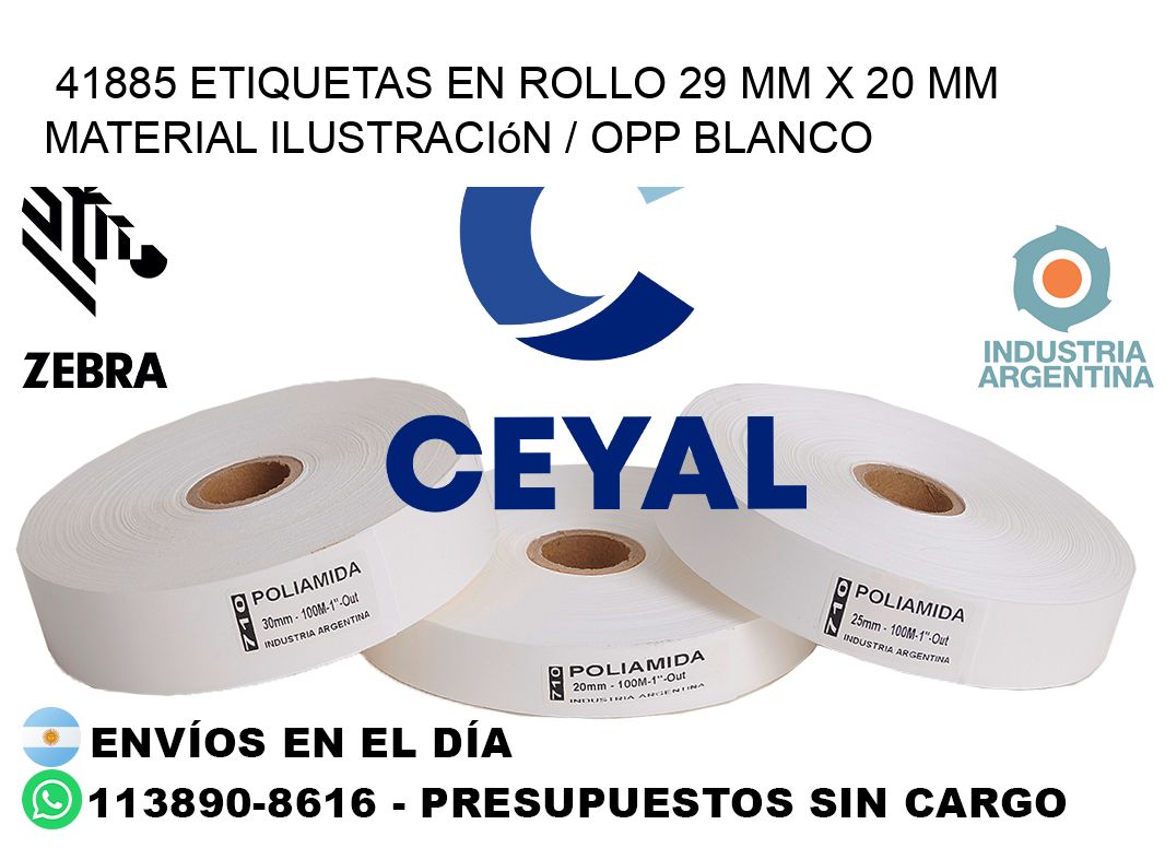 41885 Etiquetas en rollo 29 mm x 20 mm material Ilustración / OPP Blanco