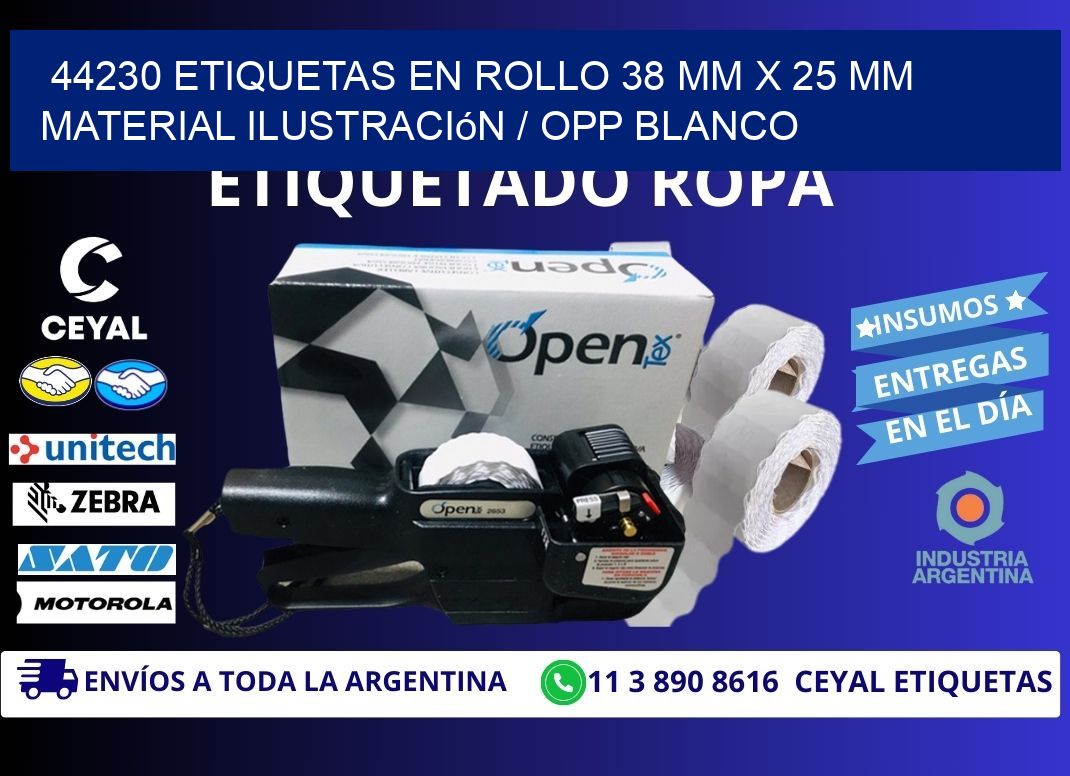 44230 Etiquetas en rollo 38 mm x 25 mm material Ilustración / OPP Blanco
