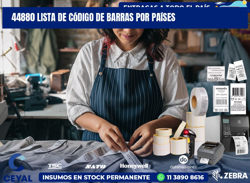 44880 Lista de código de barras por países