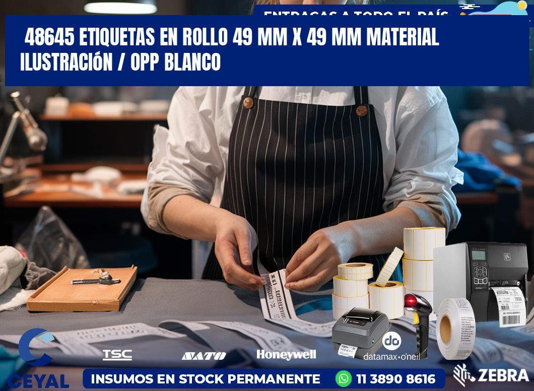 48645 Etiquetas en rollo 49 mm x 49 mm material Ilustración / OPP Blanco