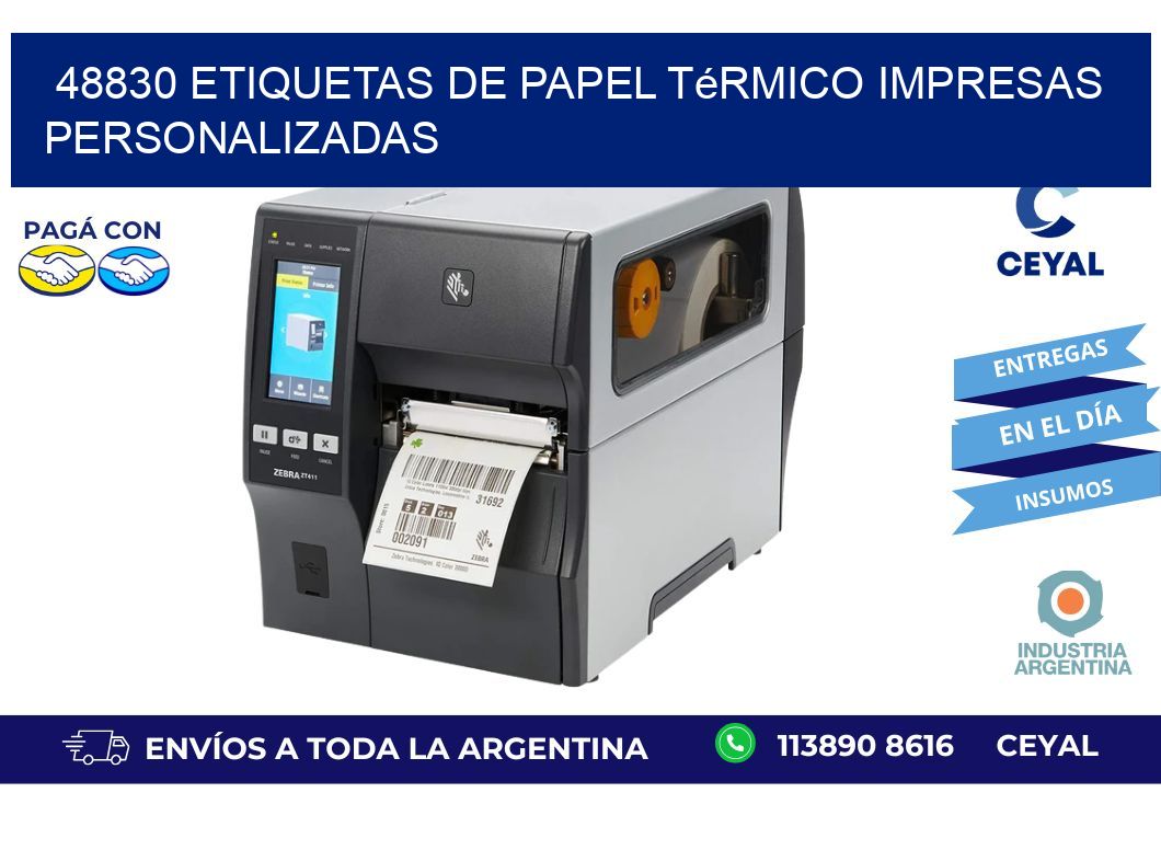 48830 Etiquetas de papel térmico impresas personalizadas