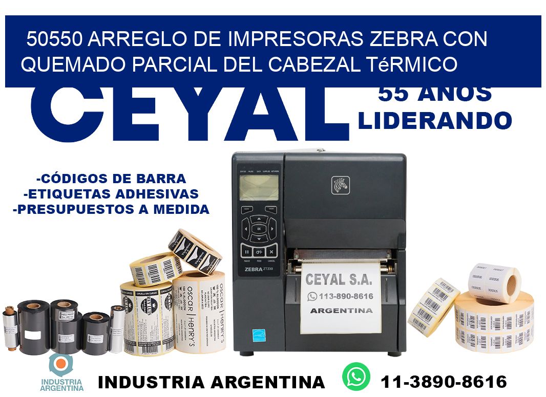 50550 arreglo de impresoras zebra con quemado parcial del cabezal térmico