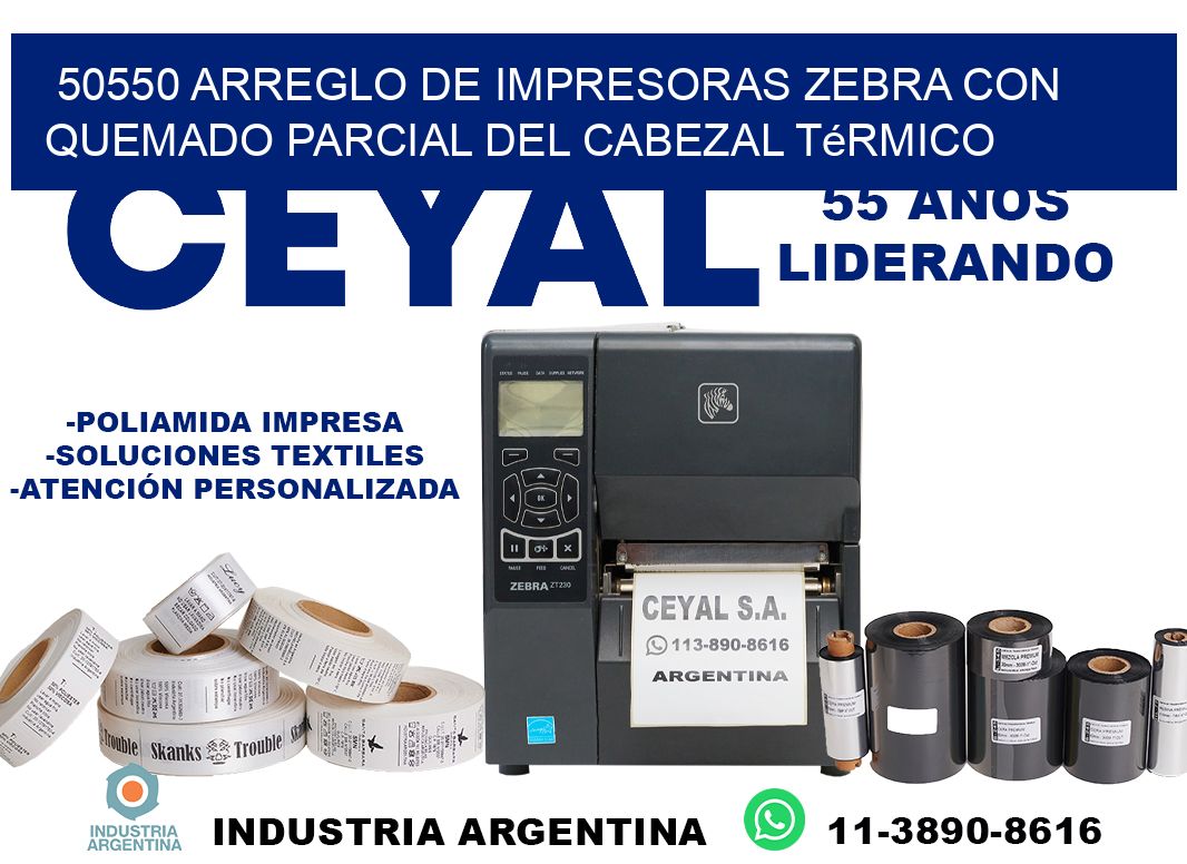 50550 arreglo de impresoras zebra con quemado parcial del cabezal térmico
