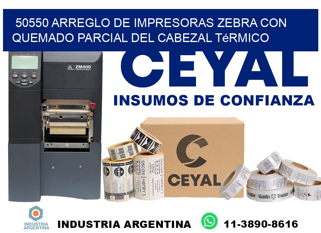 50550 arreglo de impresoras zebra con quemado parcial del cabezal térmico