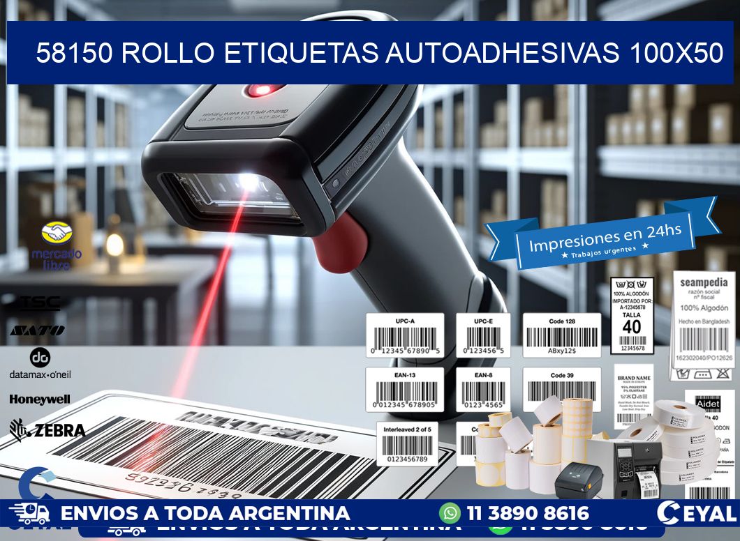 58150 Rollo Etiquetas autoadhesivas 100x50