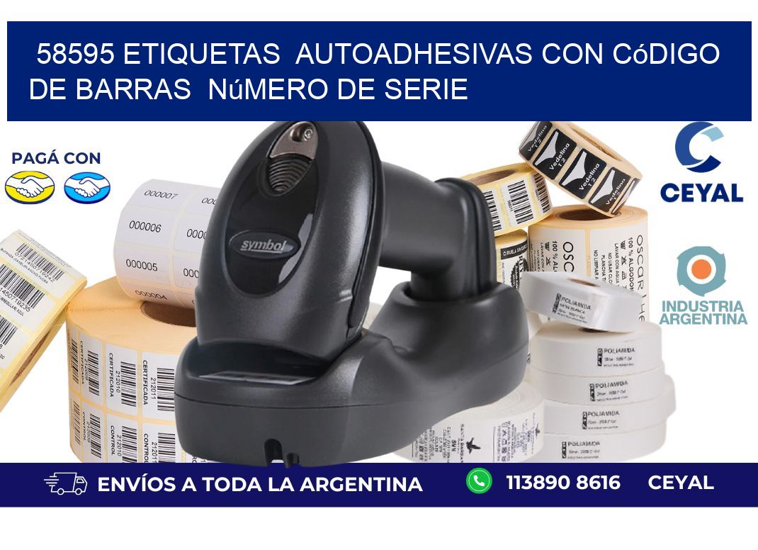 58595 etiquetas  autoadhesivas con código de barras  número de serie