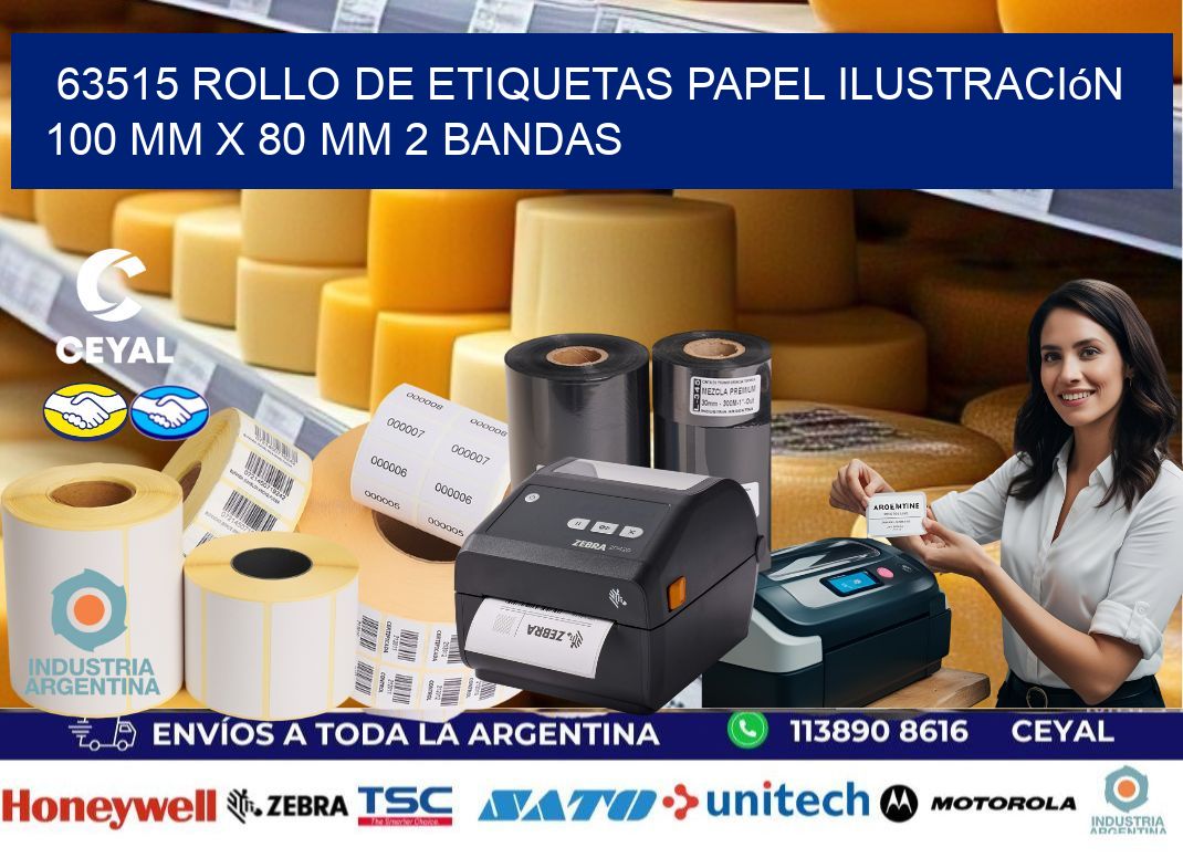 63515 Rollo de Etiquetas Papel Ilustración 100 mm x 80 mm 2 Bandas