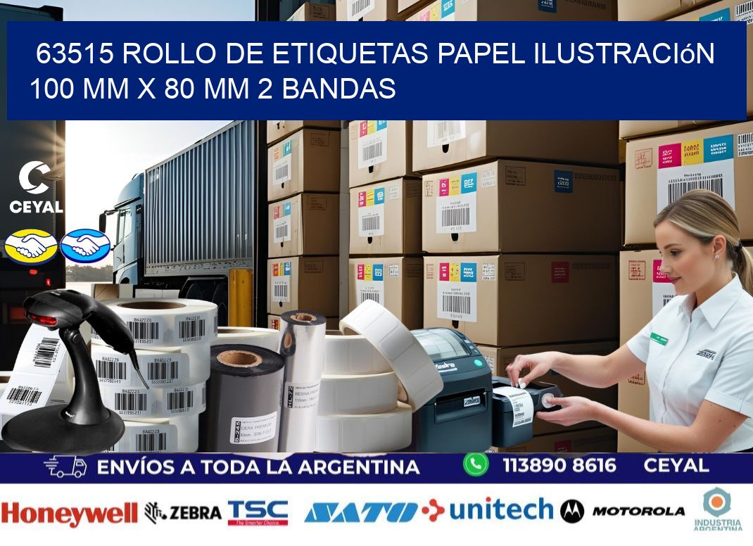63515 Rollo de Etiquetas Papel Ilustración 100 mm x 80 mm 2 Bandas