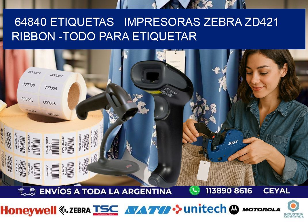 64840 etiquetas   impresoras zebra zd421 ribbon -Todo para Etiquetar