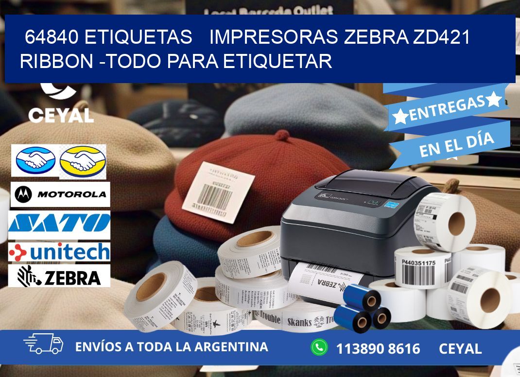 64840 etiquetas   impresoras zebra zd421 ribbon -Todo para Etiquetar