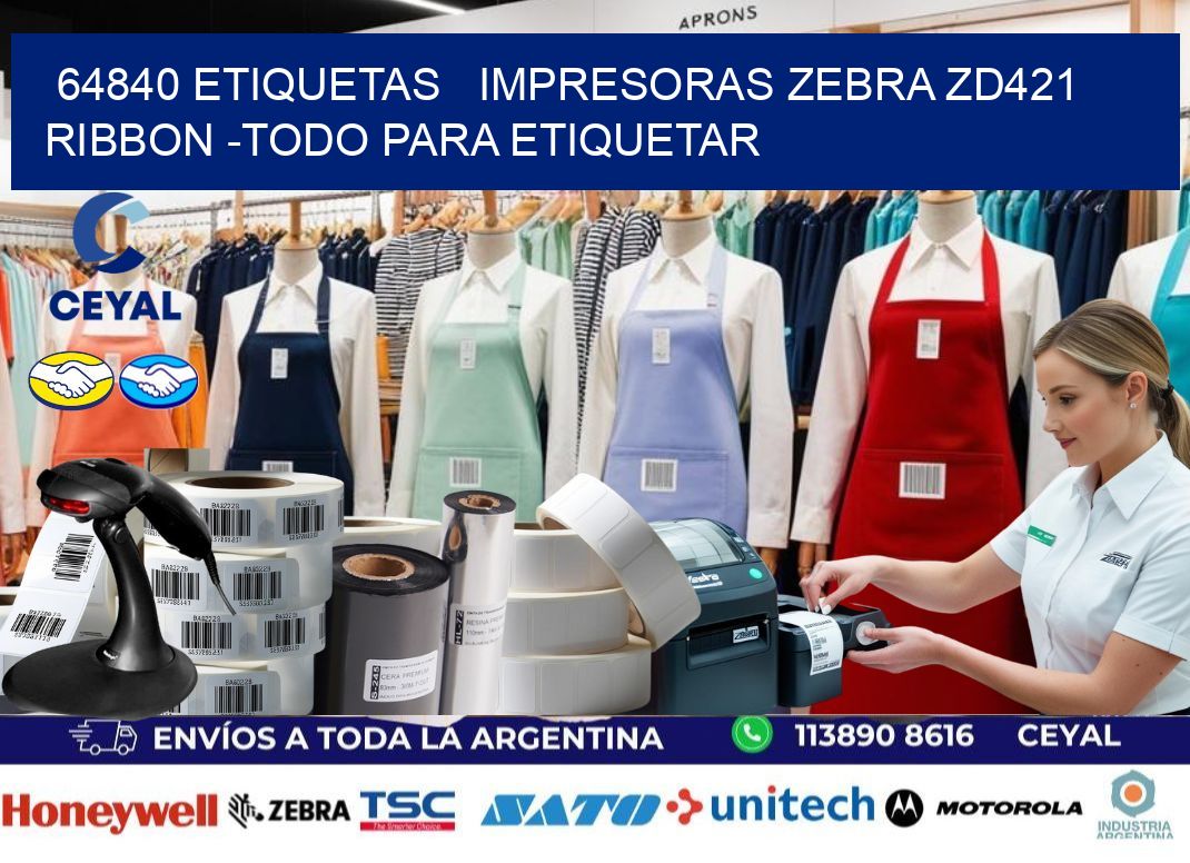 64840 etiquetas   impresoras zebra zd421 ribbon -Todo para Etiquetar