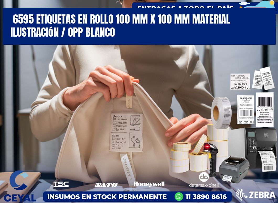 6595 Etiquetas en rollo 100 mm x 100 mm material Ilustración / OPP Blanco