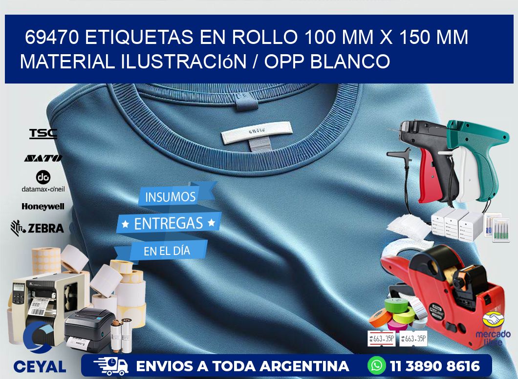 69470 Etiquetas en rollo 100 mm x 150 mm material Ilustración / OPP Blanco