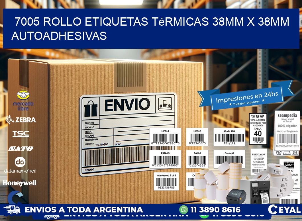 7005 Rollo Etiquetas Térmicas 38mm X 38mm Autoadhesivas