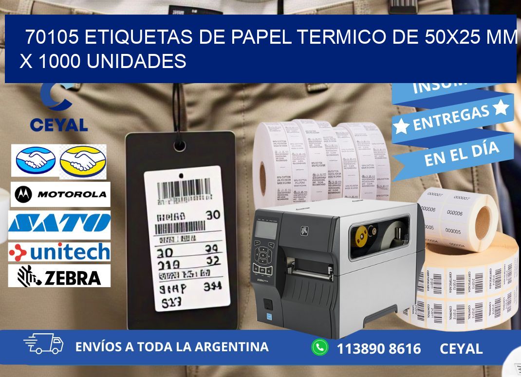 70105 Etiquetas De Papel Termico De 50x25 Mm X 1000 Unidades