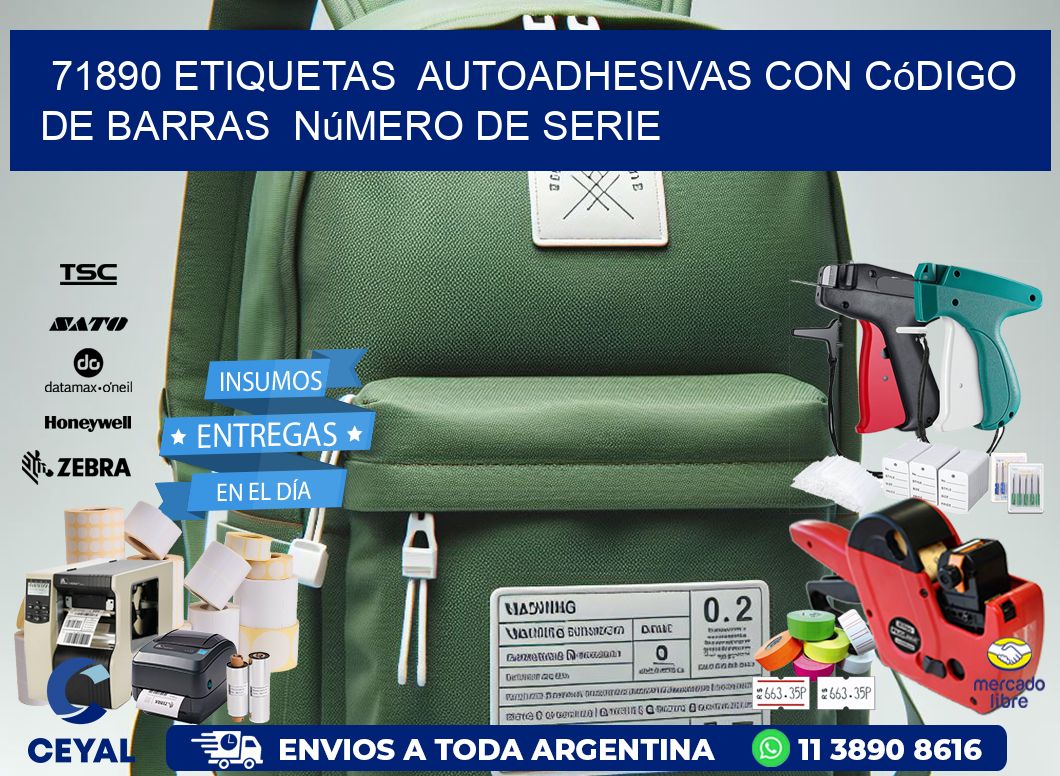 71890 etiquetas  autoadhesivas con código de barras  número de serie