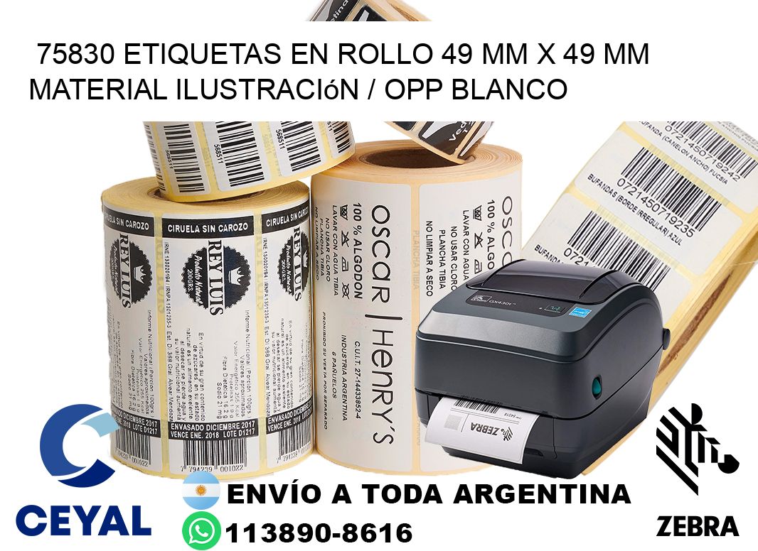 75830 Etiquetas en rollo 49 mm x 49 mm material Ilustración / OPP Blanco