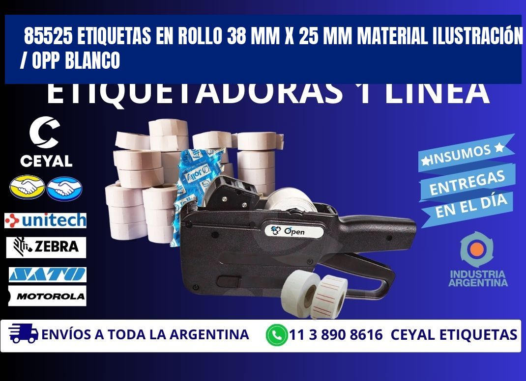 85525 Etiquetas en rollo 38 mm x 25 mm material Ilustración / OPP Blanco