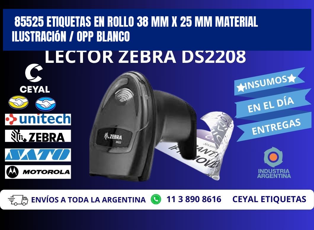 85525 Etiquetas en rollo 38 mm x 25 mm material Ilustración / OPP Blanco