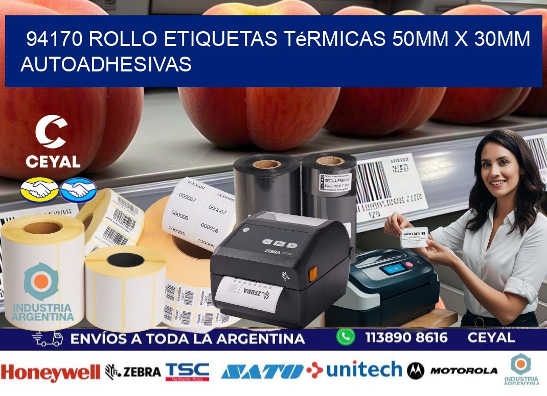 94170 Rollo Etiquetas Térmicas 50mm X 30mm Autoadhesivas