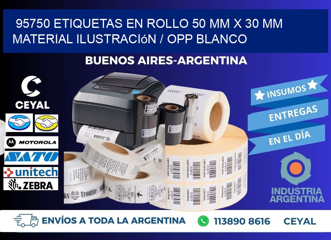 95750 Etiquetas en rollo 50 mm x 30 mm material Ilustración / OPP Blanco