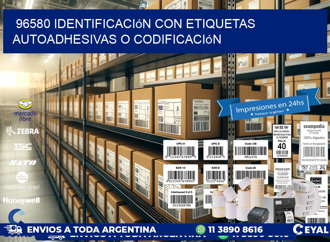 96580 identificación con etiquetas autoadhesivas o codificación