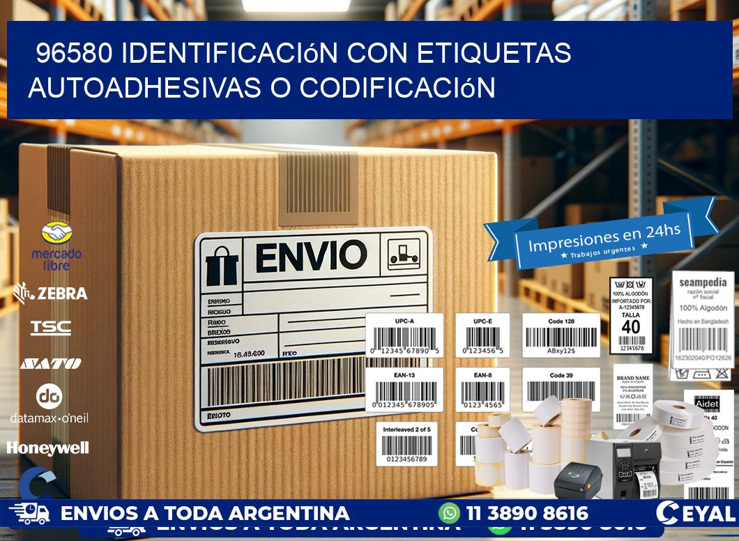 96580 identificación con etiquetas autoadhesivas o codificación