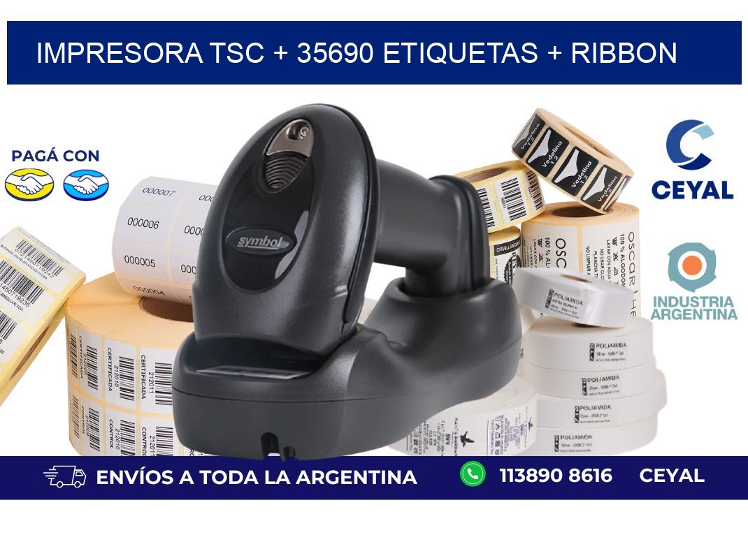 impresora TSC + 35690 etiquetas + ribbon