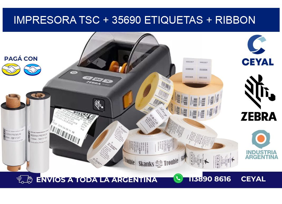 impresora TSC + 35690 etiquetas + ribbon