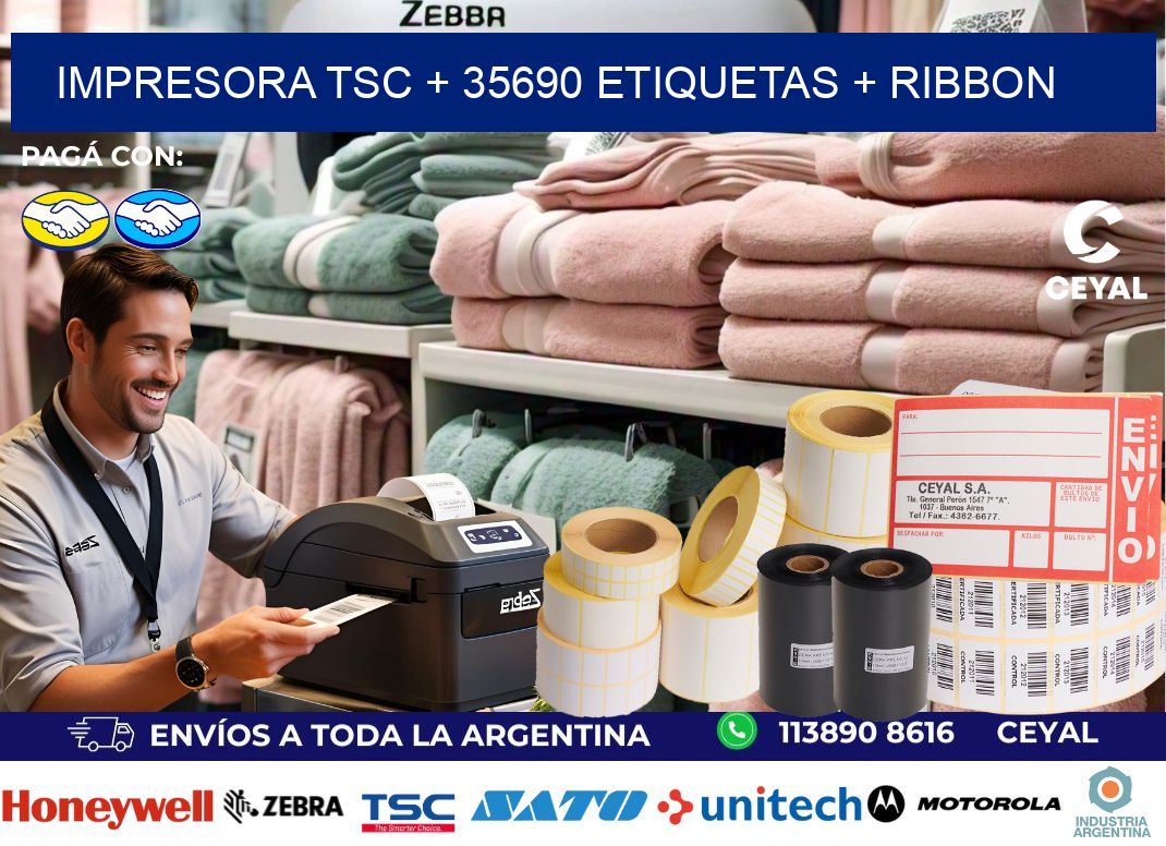 impresora TSC + 35690 etiquetas + ribbon