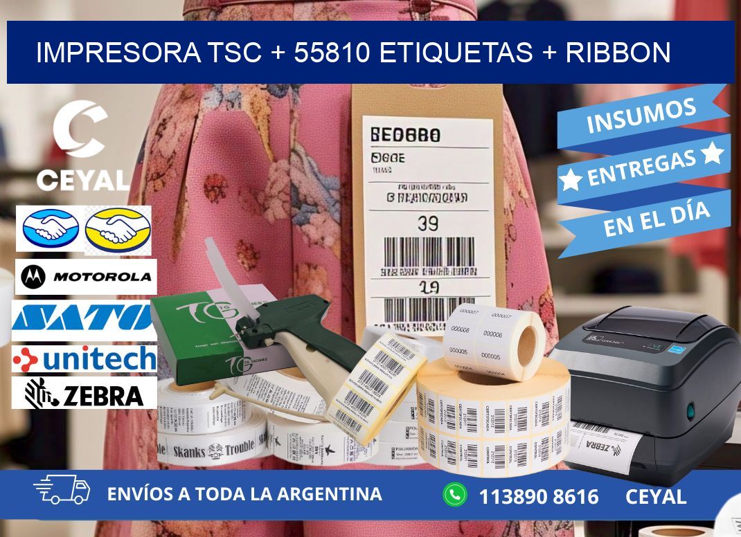 impresora TSC + 55810 etiquetas + ribbon