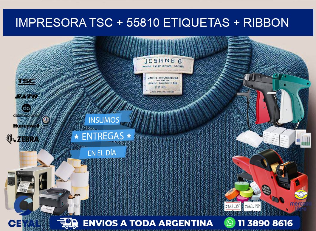 impresora TSC + 55810 etiquetas + ribbon