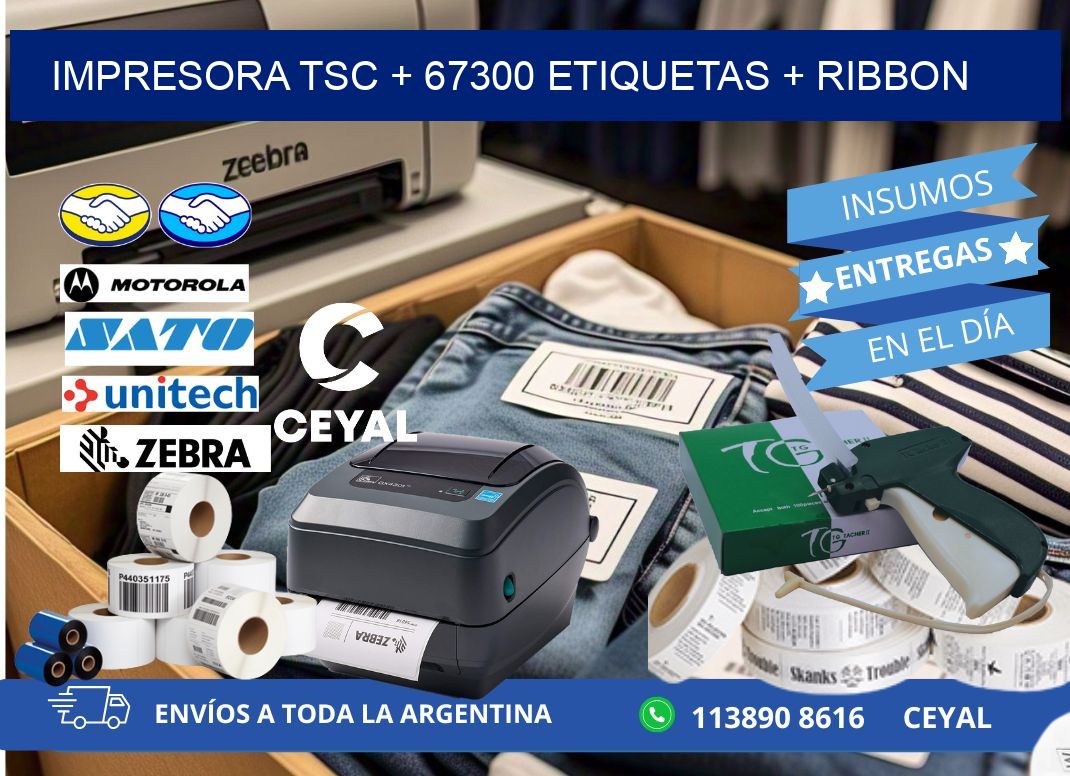 impresora TSC + 67300 etiquetas + ribbon