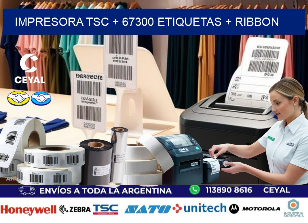 impresora TSC + 67300 etiquetas + ribbon