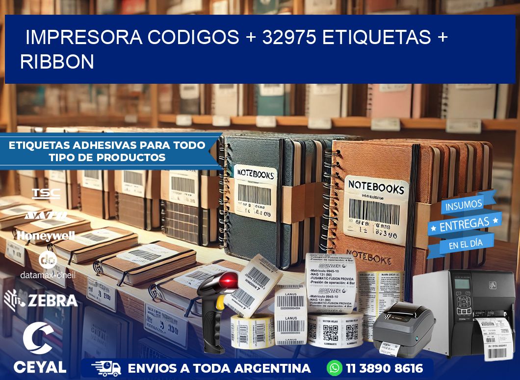 impresora codigos + 32975 etiquetas + ribbon